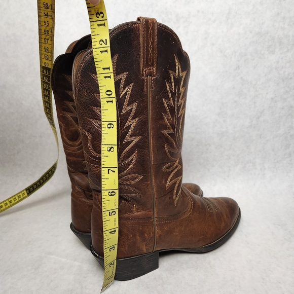 Cowboy boots leather brown heal Size 8 ARIAT - Picture 8 of 11